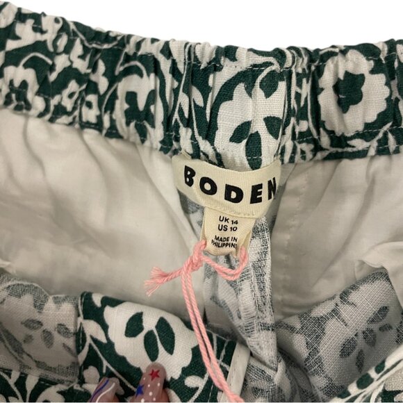 Boden Womens Pants UK 14 US 10 Cropped Green Enchanting Bloom Linen R0359 NWT - Picture 6 of 11
